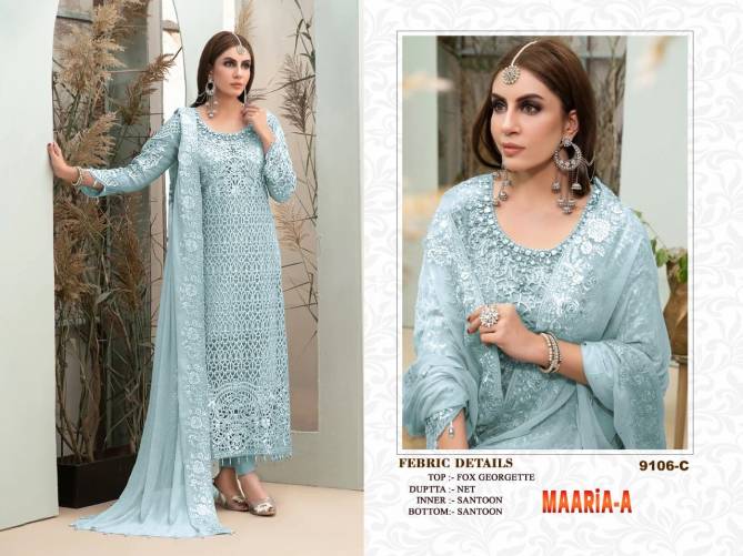 Maaria A 9106 Heavy Georgette Embroidery Festive Wear Pakistani Salwar Kameez